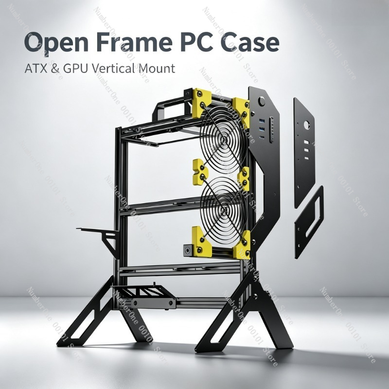 Aluminum Open Frame Test Bench Water Cooling - DIY Open-Frame-Aluminium-PC-Gehäuse mit Wasserkühlung, ATX-Computergehäuse für